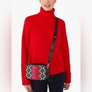 Kate Spade Spade Flower Jacquard Stripe Market Camera Bag in Cream Multi NWOT
